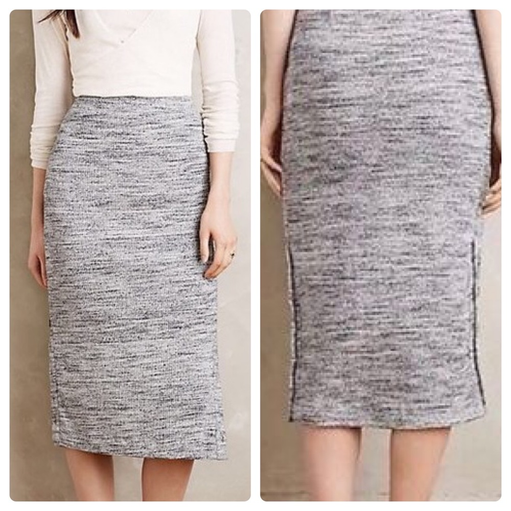 Anthropologie Gray Marled Midi Pencil Skirt